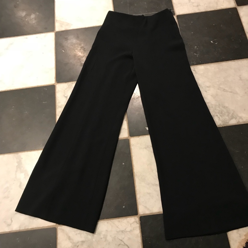 Wide Leg High-Rise Women's Pants - Black